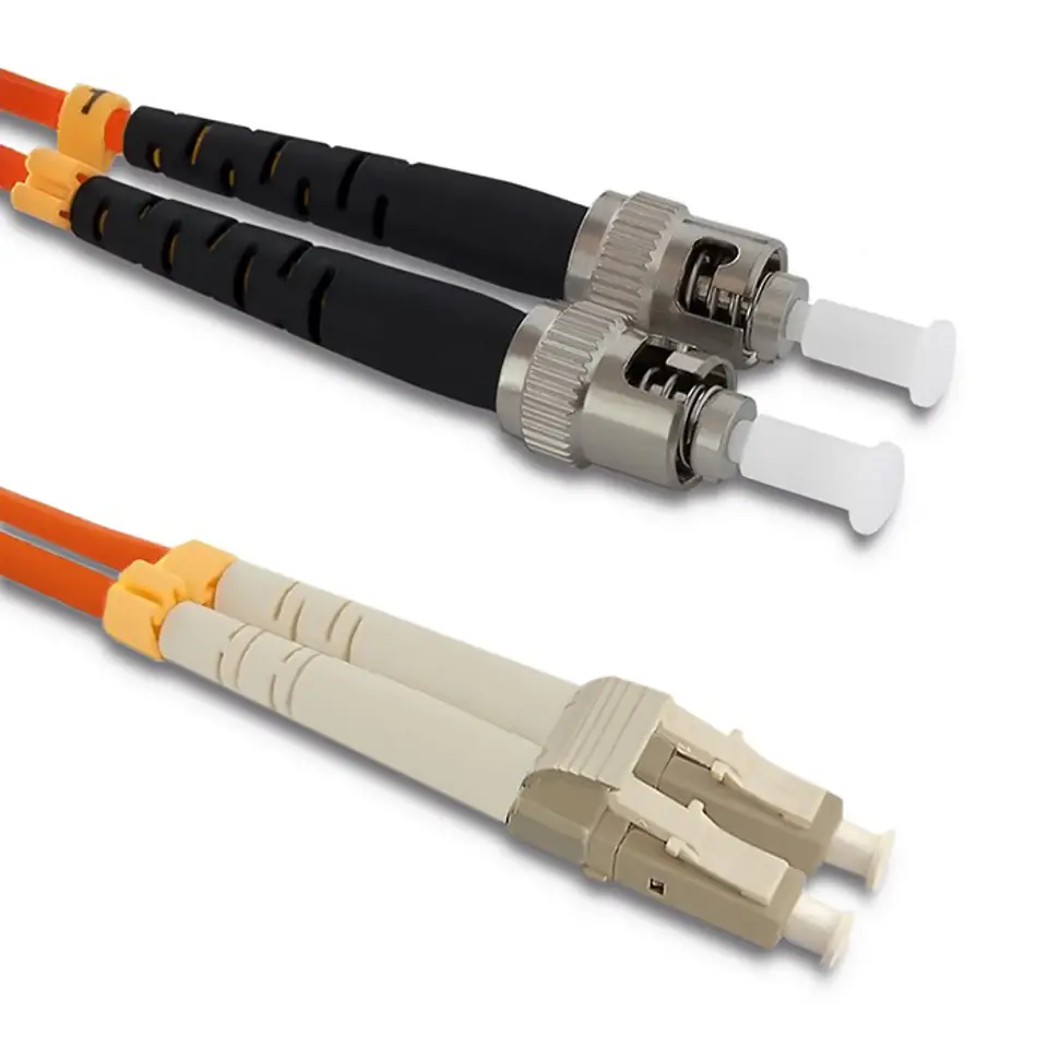 ⁨Qoltec Patchcord światłowodowy LC/UPC - ST/UPC | Multimode | 50/125 | OM2 | Duplex | 3m (0NC)⁩ w sklepie Wasserman.eu