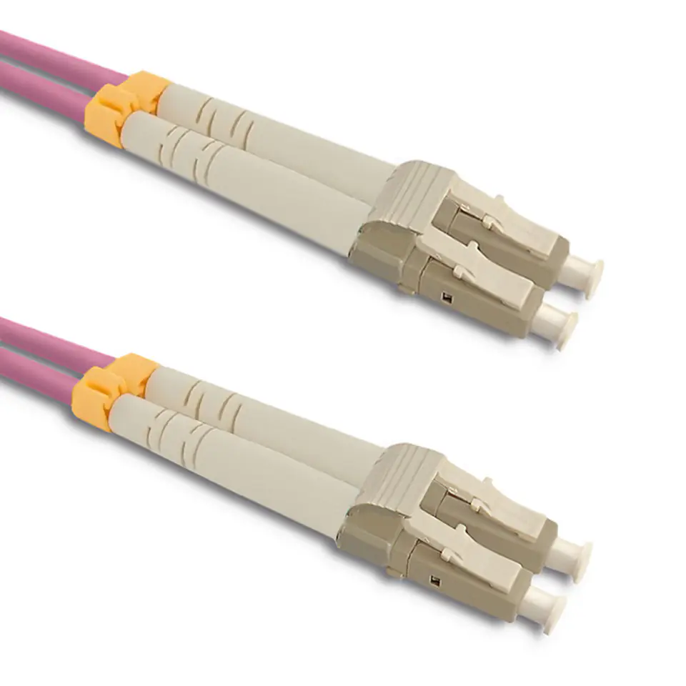 ⁨Qoltec Patchcord światłowodowy LC/UPC - LC/UPC | Multimode | 50/125 | OM4 | Duplex | 1m⁩ w sklepie Wasserman.eu