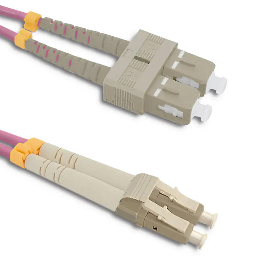 ⁨Qoltec Patchcord światłowodowy LC/UPC - SC/UPC | Multimode | 50/125 | OM4 | Duplex | 2m⁩ w sklepie Wasserman.eu