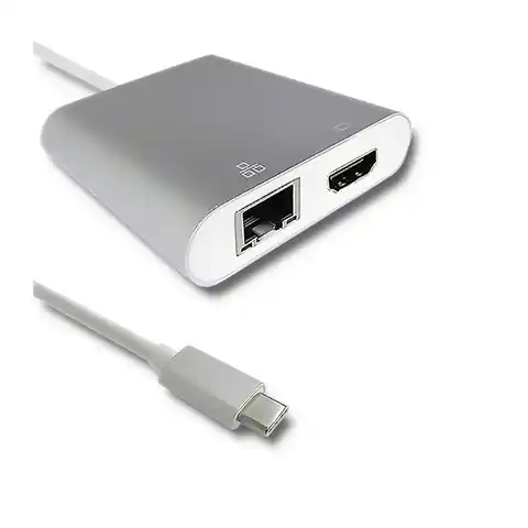 ⁨Qoltec Adapter USB 3.1 typ C męski | HDMI A żeński + USB 3.0 A żeński + RJ45 żeński + PD  (0NC)⁩ w sklepie Wasserman.eu