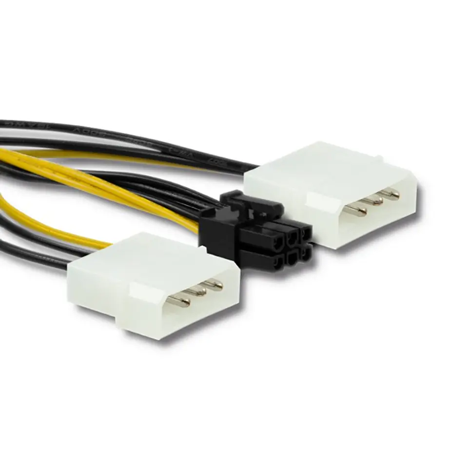 ⁨Qoltec Adapter 2x MOLEX female / PCI-E 6pin male | 15cm (0NC)⁩ at Wasserman.eu