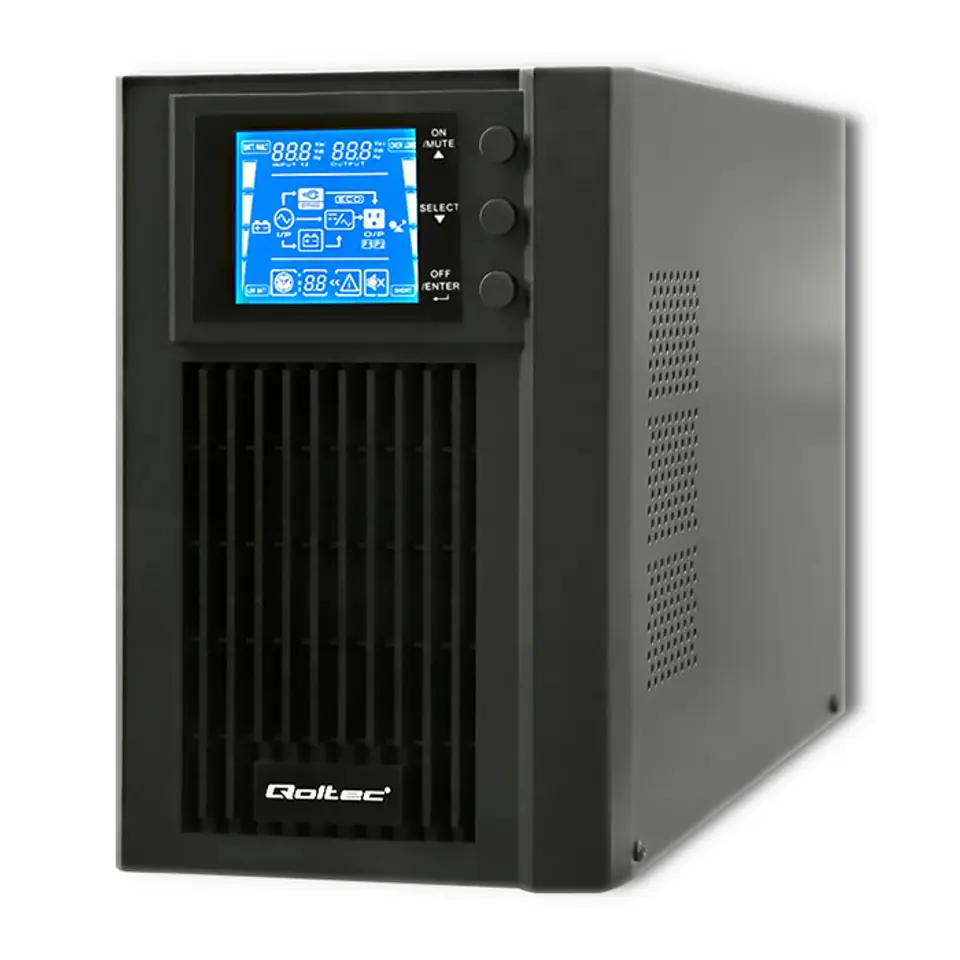 ⁨Qoltec Zasilacz awaryjny UPS | On-line | Pure Sine Wave | 1kVA | 800W | LCD | USB (0NC)⁩ w sklepie Wasserman.eu