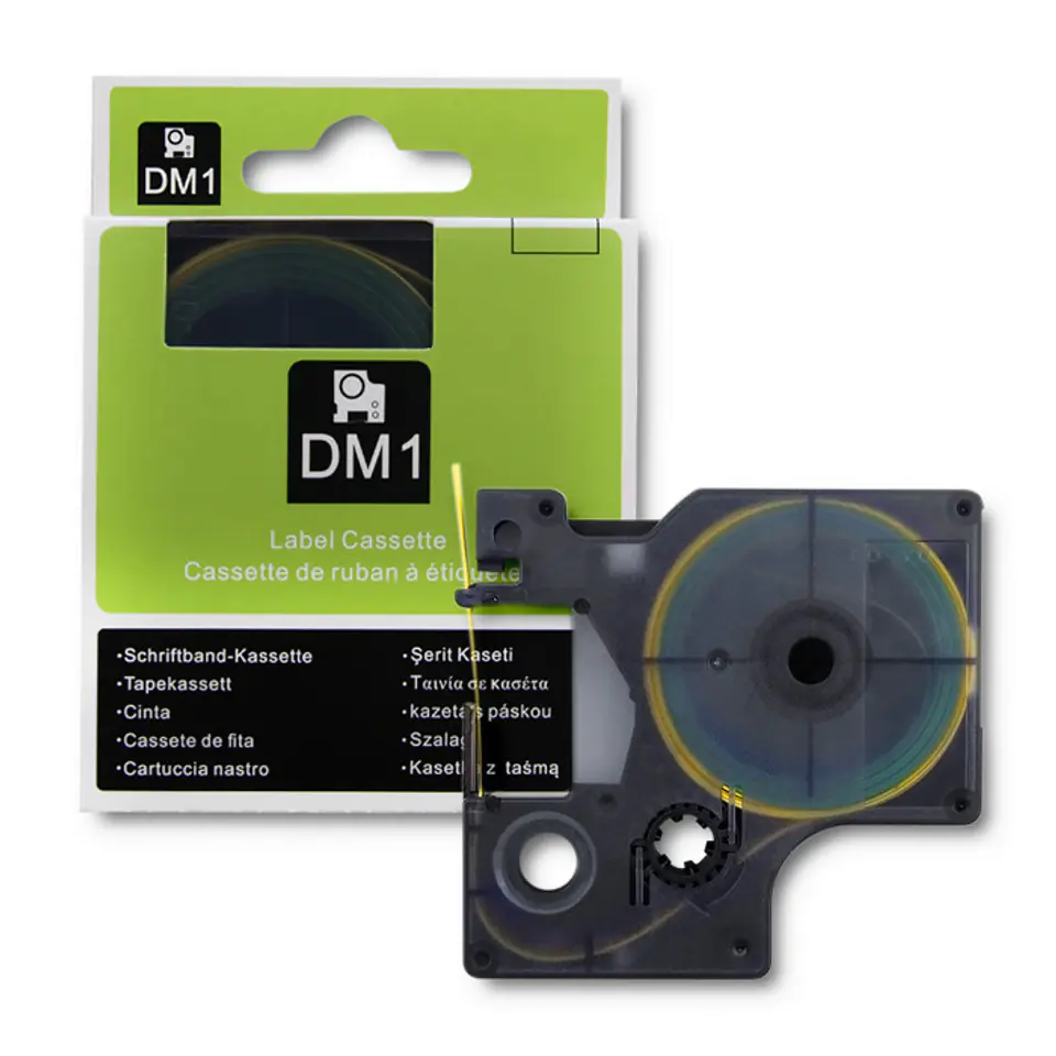 ⁨Qoltec Rurka termokurczliwa do drukarek DYMO D1/DM1 9mm*1.5m Żółta Czarny nadruk⁩ w sklepie Wasserman.eu
