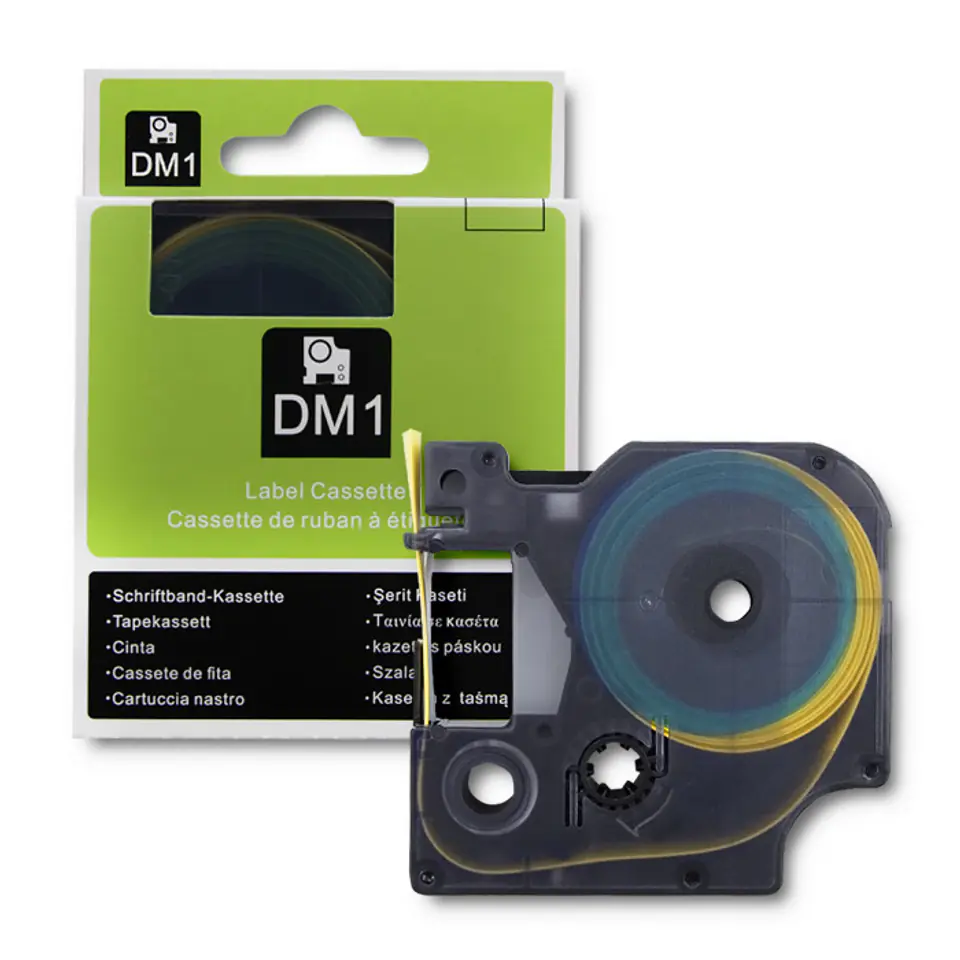 ⁨Qoltec Rurka termokurczliwa do drukarek DYMO D1/DM1 12mm*1.5m Żółta Czarny nadruk⁩ w sklepie Wasserman.eu