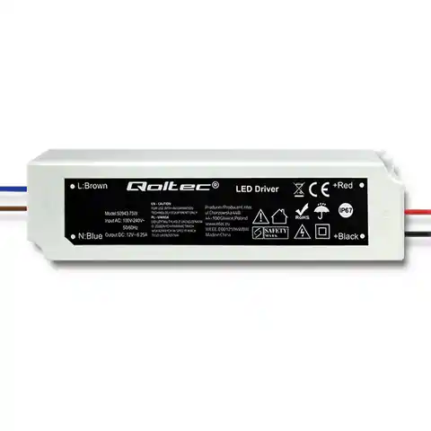 ⁨Qoltec LED Netzteil IP67 | 75W | 12V | 6.25A | Wasserdicht (0NC)⁩ im Wasserman.eu