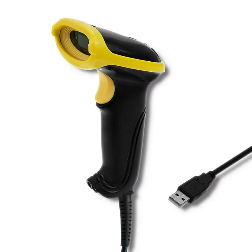 ⁨Qoltec 50860 Wired Laser Barcode Scanner 1D | USB⁩ at Wasserman.eu