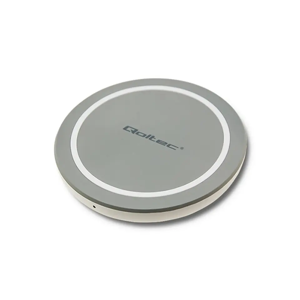 ⁨Qoltec Wireless Induction Charger RING | Qualcomm QuickCharge 3.0 10W | Grey (0NC)⁩ at Wasserman.eu