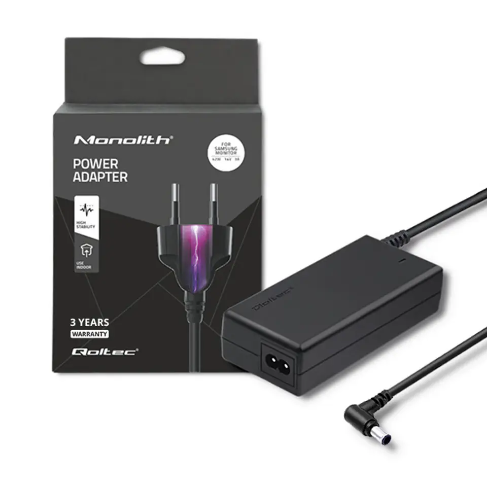 Qoltec 51773 Power adapter for Samsung monitor 42W | 3A | 14V | 6.5 * 4.4 + power cable at Wasserman.eu