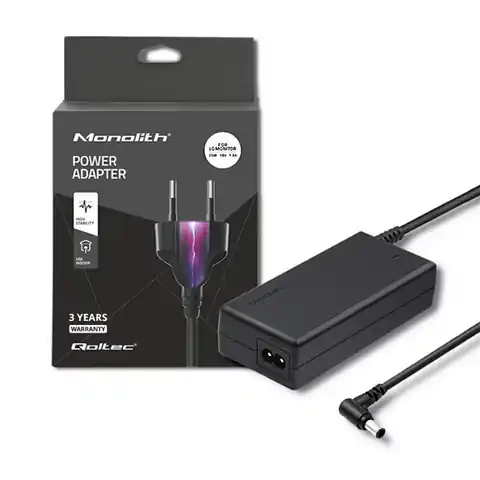 ⁨Qoltec 51774 Power adapter for LG monitor 25W | 1.3A | 19V | 6.5 * 4.4 + power cable⁩ at Wasserman.eu
