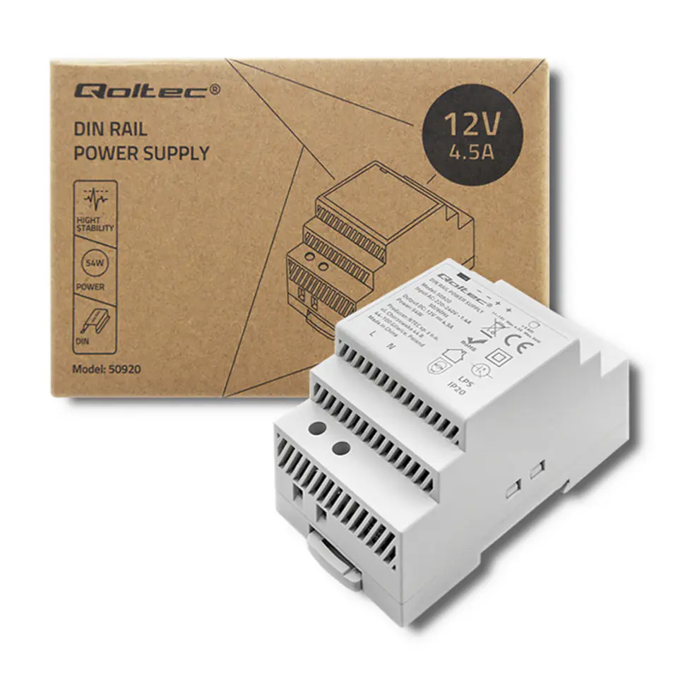 ⁨Qoltec DIN rail power supply | 60W | 24V | 2.5A | Grey (0NC)⁩ at Wasserman.eu