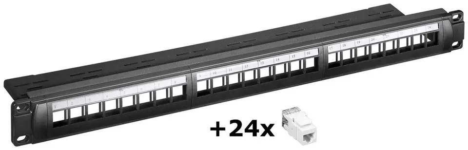 ⁨Panel Keystone 24-portowy + 24 CAT 6 UTP Goobay⁩ w sklepie Wasserman.eu