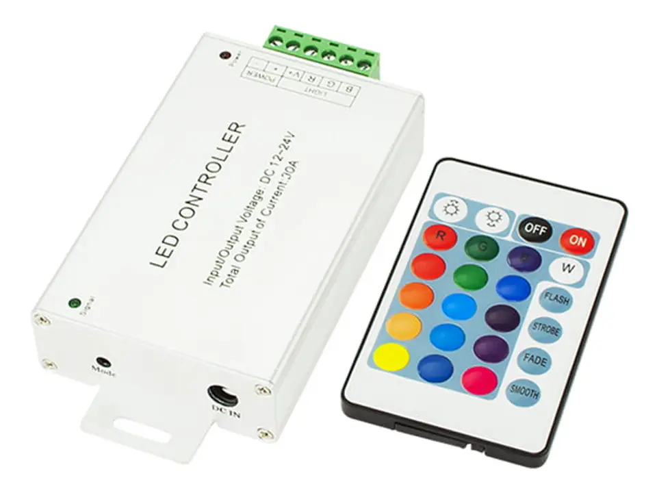 ⁨Sterownik taśm LED RGB 24-key pilot IR 30A⁩ w sklepie Wasserman.eu