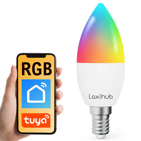 ⁨Inteligentna żarówka RGB WiFi E14 Tuya Laxihub⁩ w sklepie Wasserman.eu