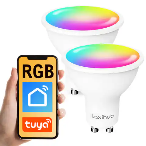 ⁨Inteligentna żarówka RGB WiFi GU10 Tuya Laxihub X2⁩ w sklepie Wasserman.eu
