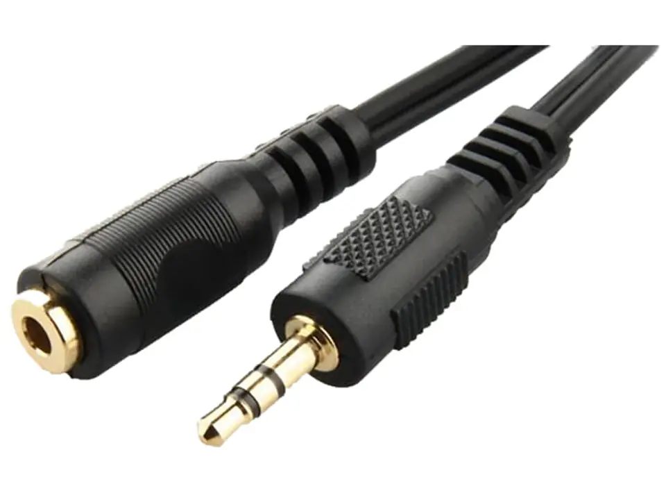 ⁨Gold mini jack extension cable, 5 meter stereo cable⁩ at Wasserman.eu