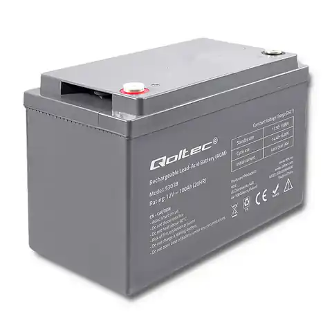 ⁨Qoltec AGM | battery 12V | 100Ah | max 1200A (0NC)⁩ at Wasserman.eu