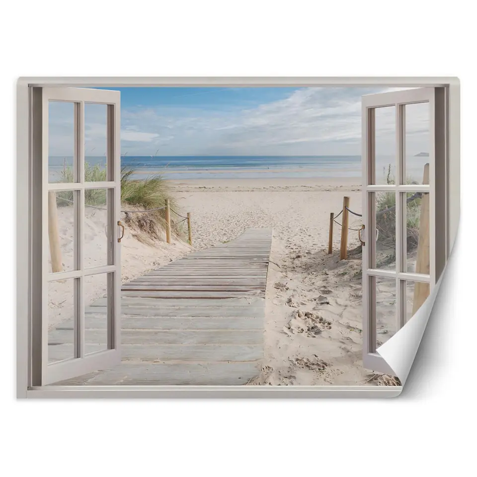 ⁨Wall mural, Window - beach view (Size 140x100)⁩ at Wasserman.eu