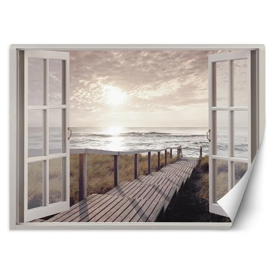 ⁨Wall mural, Window - pier for the beach (Size 280x200)⁩ at Wasserman.eu