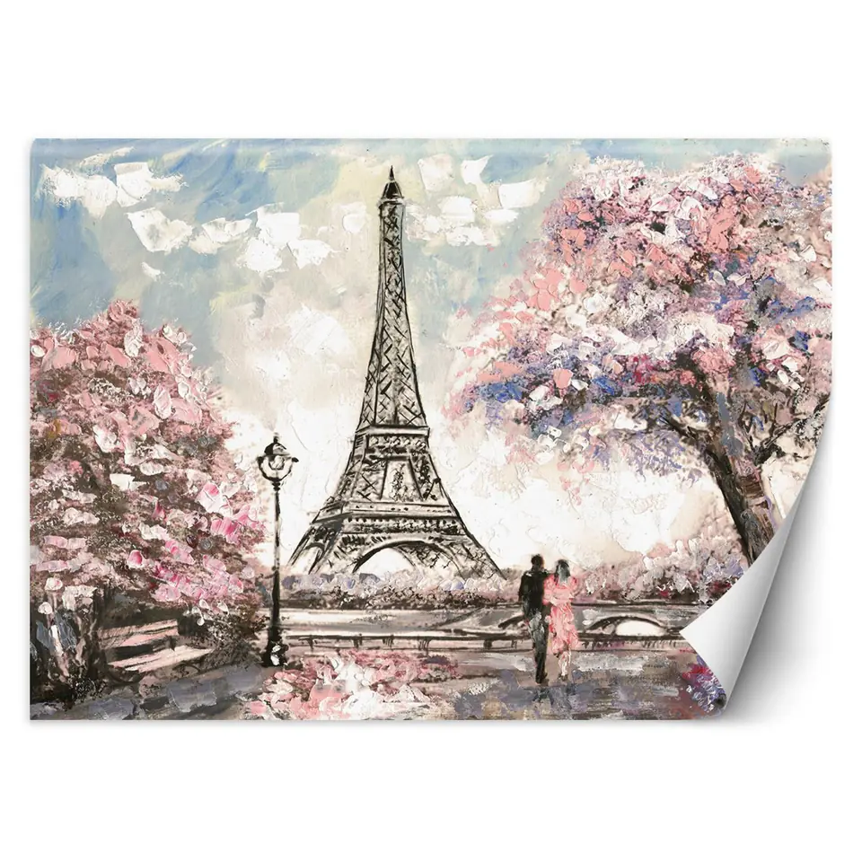 ⁨Fototapeta, Paryż Wieża Eiffla jak malowany różowy (Rozmiar 200x140)⁩ w sklepie Wasserman.eu