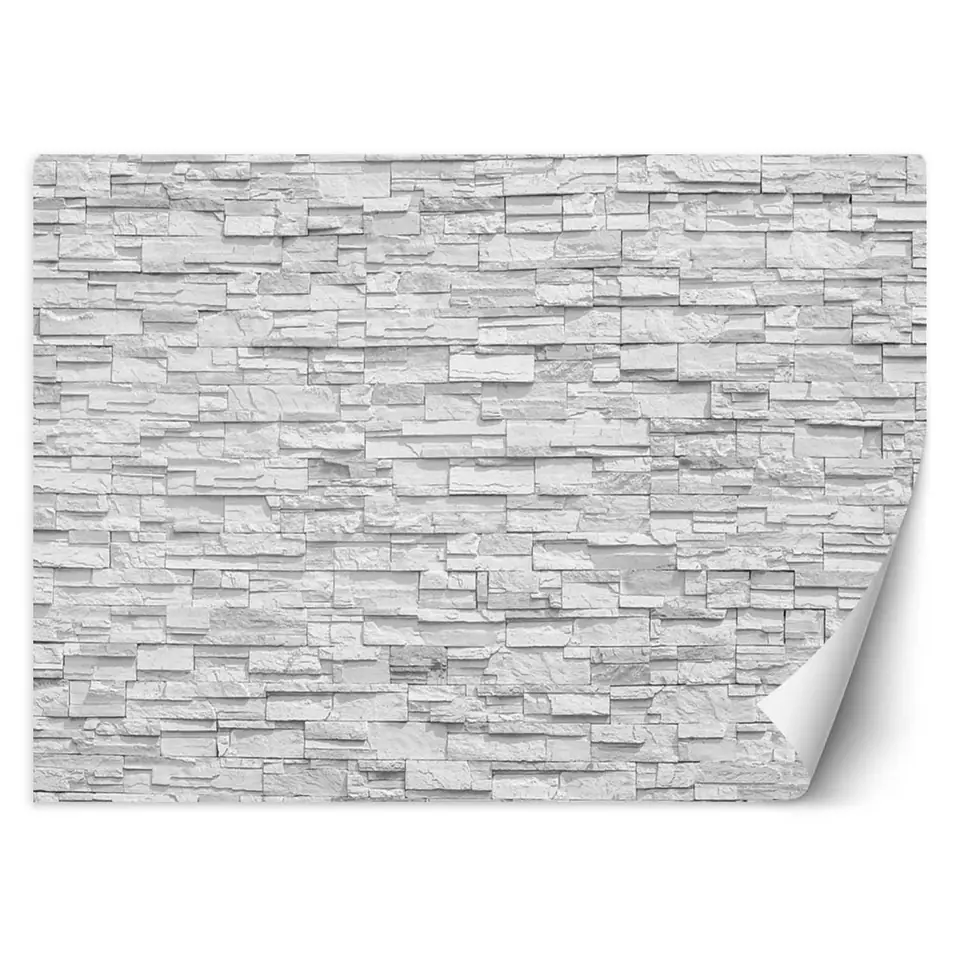 ⁨Wall mural, White stone wall (Size 100x70)⁩ at Wasserman.eu