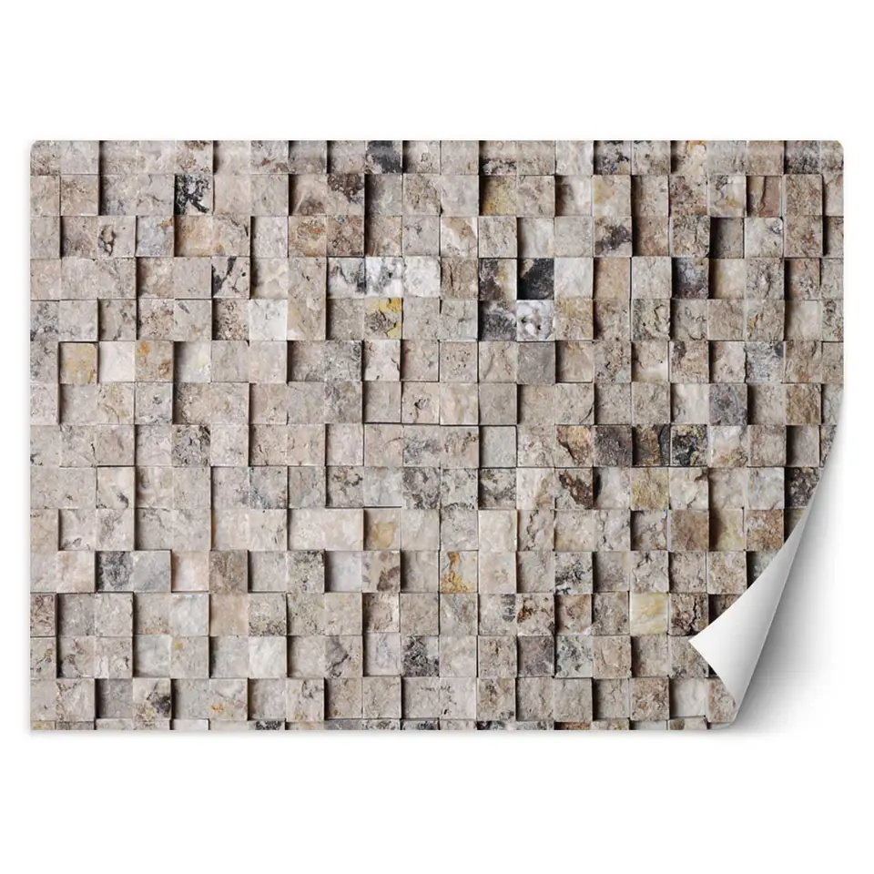 ⁨Fototapeta, Ściana z jasnego kamienia (Rozmiar 150x105)⁩ w sklepie Wasserman.eu