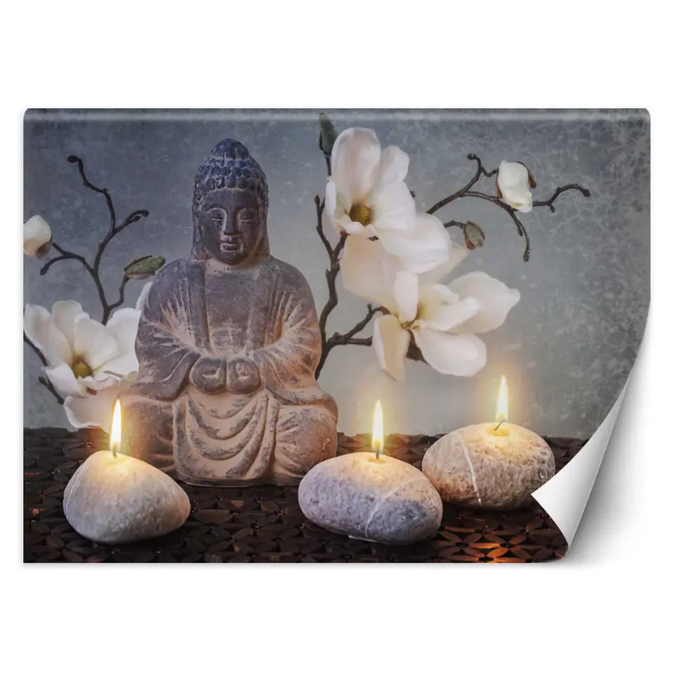 ⁨Wall mural, Buddha and candles (Size 350x245)⁩ at Wasserman.eu