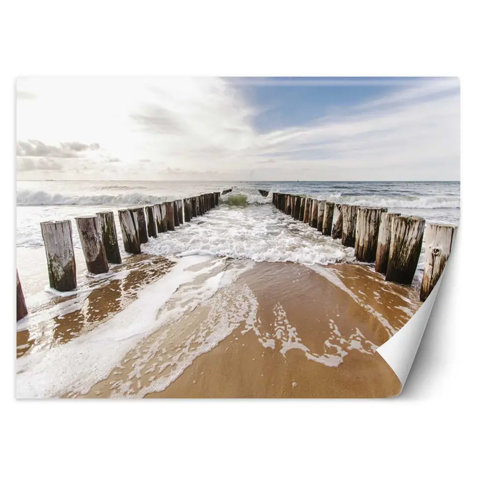 ⁨Wall mural, Breakwaters by the sea (Size 100x70)⁩ at Wasserman.eu