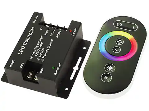 ⁨RGB 12 / 24V LED strip controller with RF remote control⁩ at Wasserman.eu