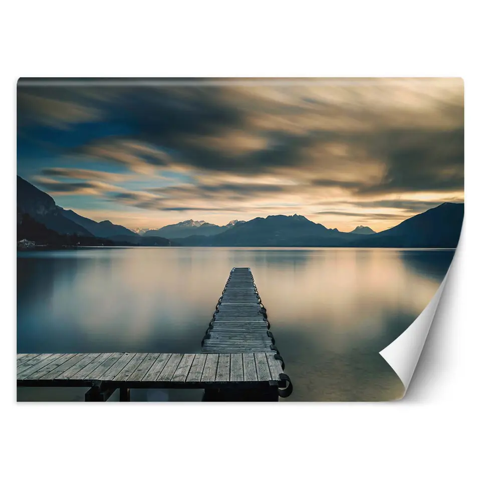 ⁨Wall mural, Wooden pier by the lake (Size 350x245)⁩ at Wasserman.eu