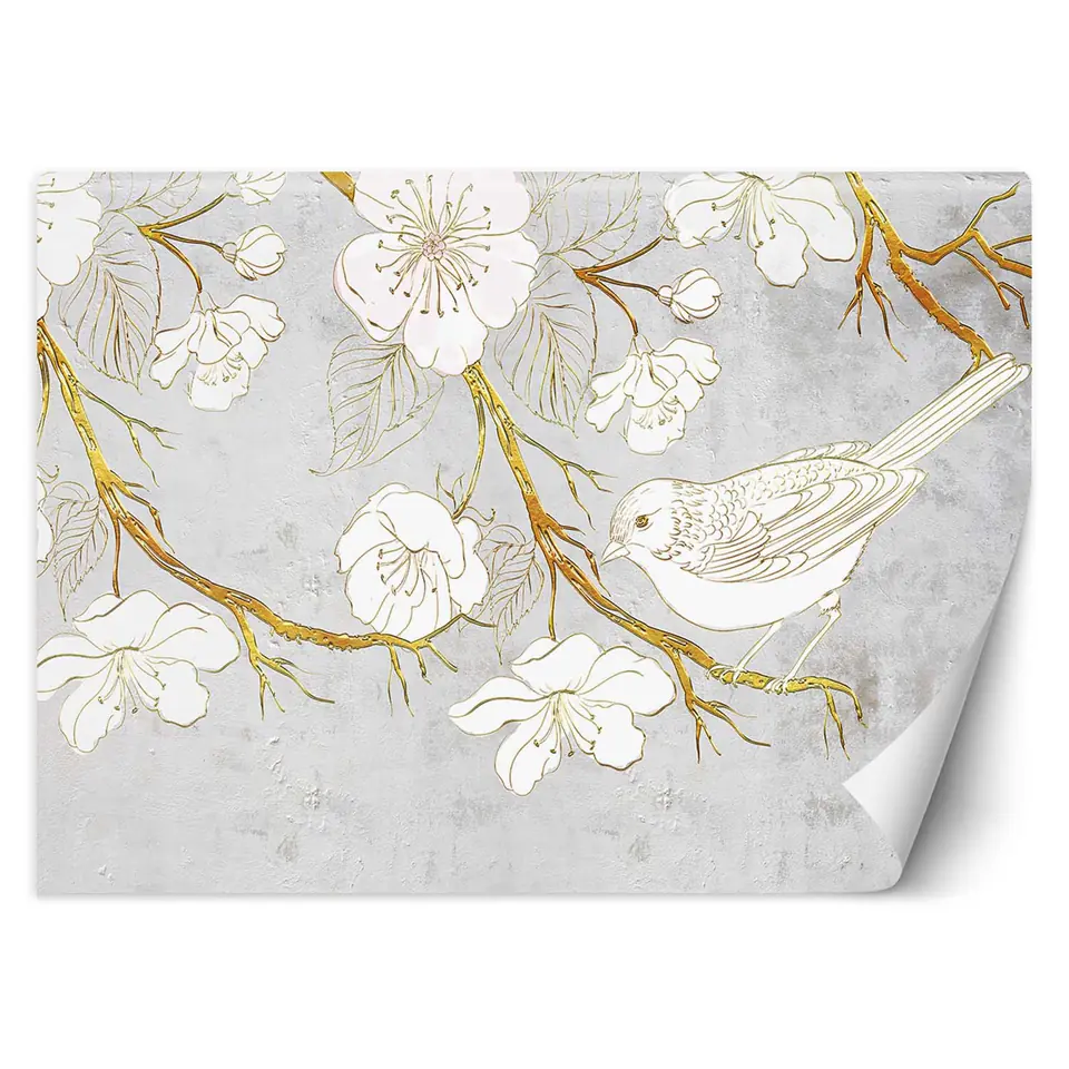 ⁨Wall mural, Bird and flowers (Size 200x140)⁩ at Wasserman.eu