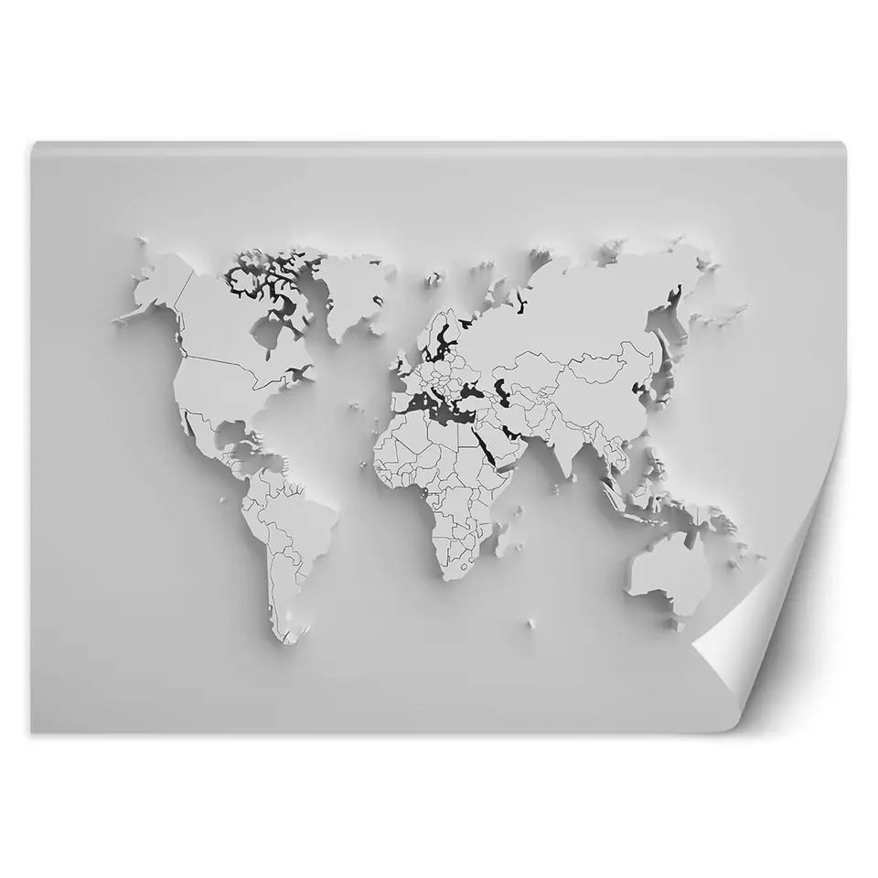 ⁨Fototapeta, Biała mapa świata 3D (Rozmiar 150x105)⁩ w sklepie Wasserman.eu