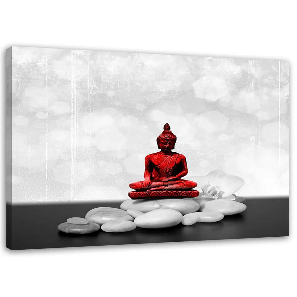 ⁨Painting on canvas, Red Buddha on stones (Size 100x70)⁩ at Wasserman.eu