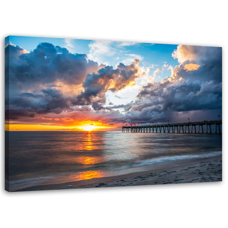 ⁨Painting on canvas, Pier at sunset (Size 100x70)⁩ at Wasserman.eu