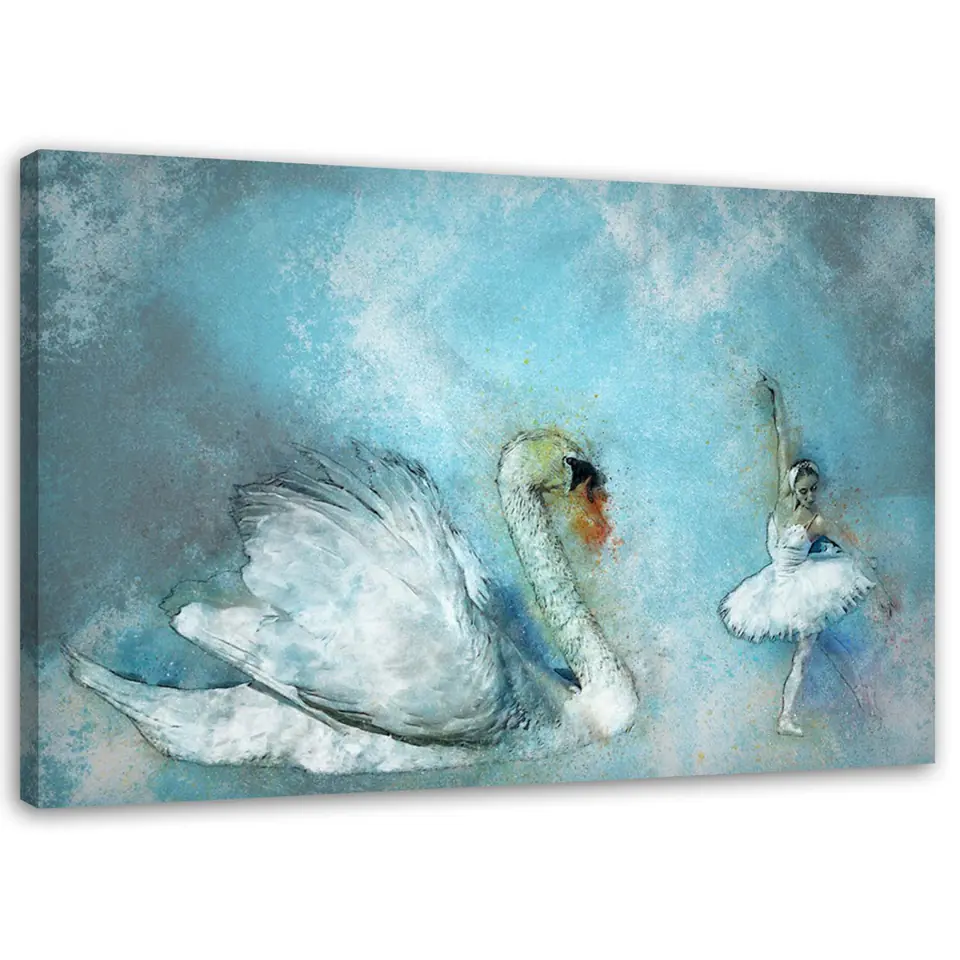 ⁨Painting on canvas, Swan and Ballerina (Size 100x70)⁩ at Wasserman.eu