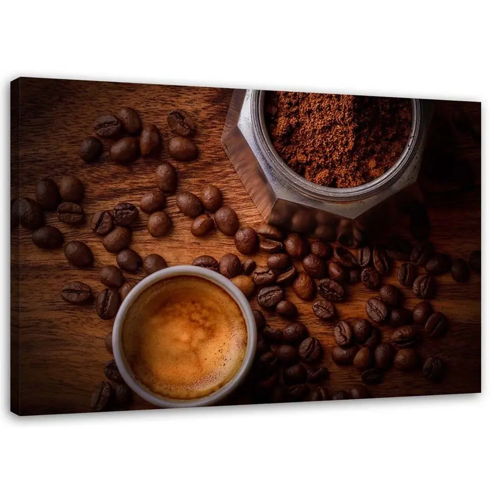 ⁨Painting on canvas, A cup of coffee and beans (Size 90x60)⁩ at Wasserman.eu