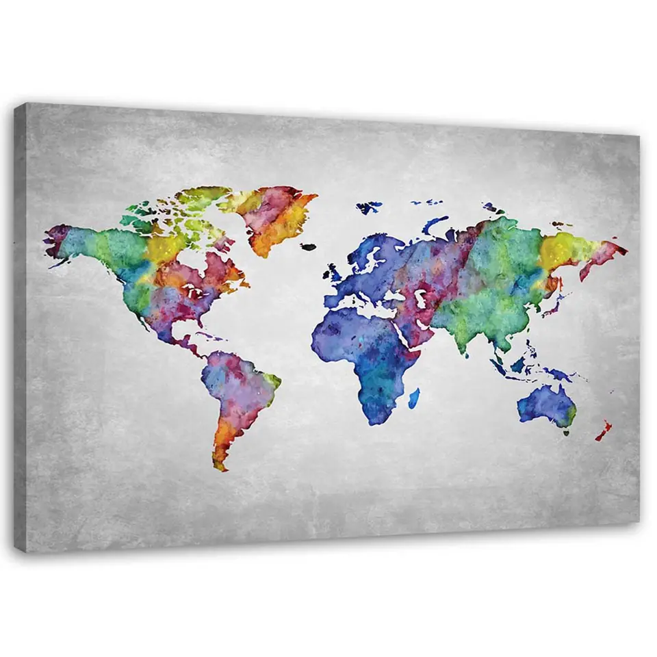 ⁨Canvas painting, Multicolor world map (Size 120x80)⁩ at Wasserman.eu