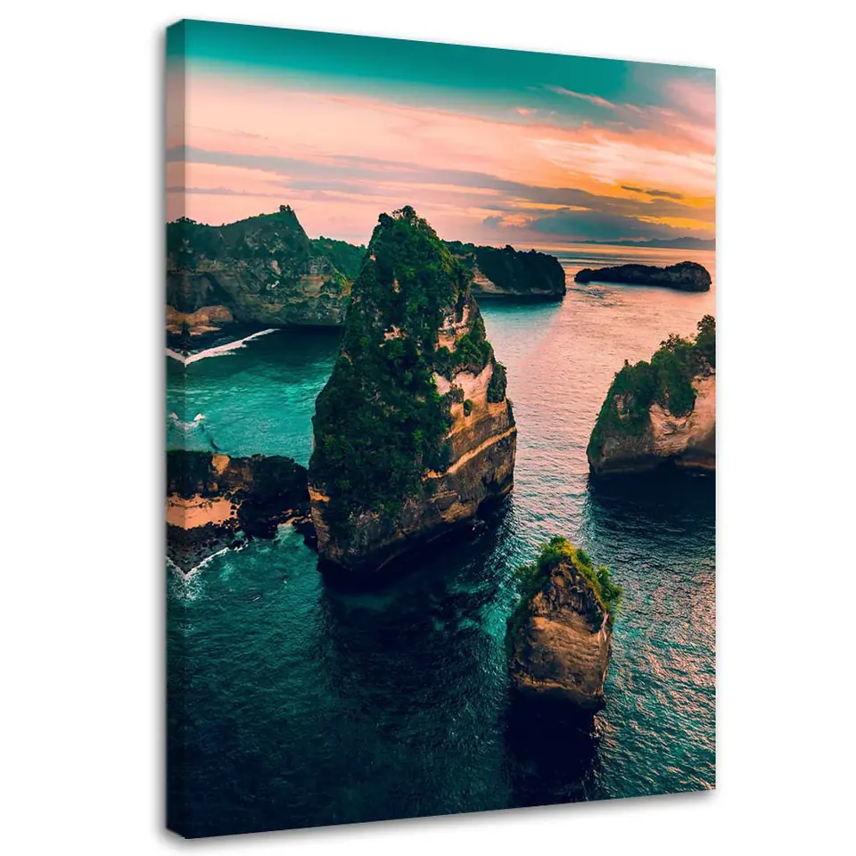 ⁨Painting on canvas, Rocks in the turquoise ocean (Size 40x60)⁩ at Wasserman.eu
