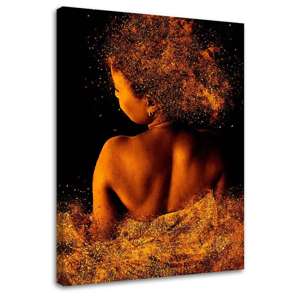 ⁨Painting on canvas, Young woman in golden dust (Size 60x90)⁩ at Wasserman.eu