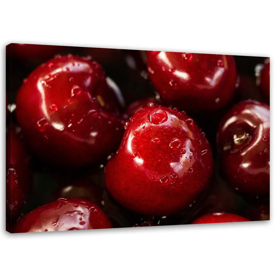 ⁨Painting on canvas, Cherries in drops of water (Size 60x40)⁩ at Wasserman.eu