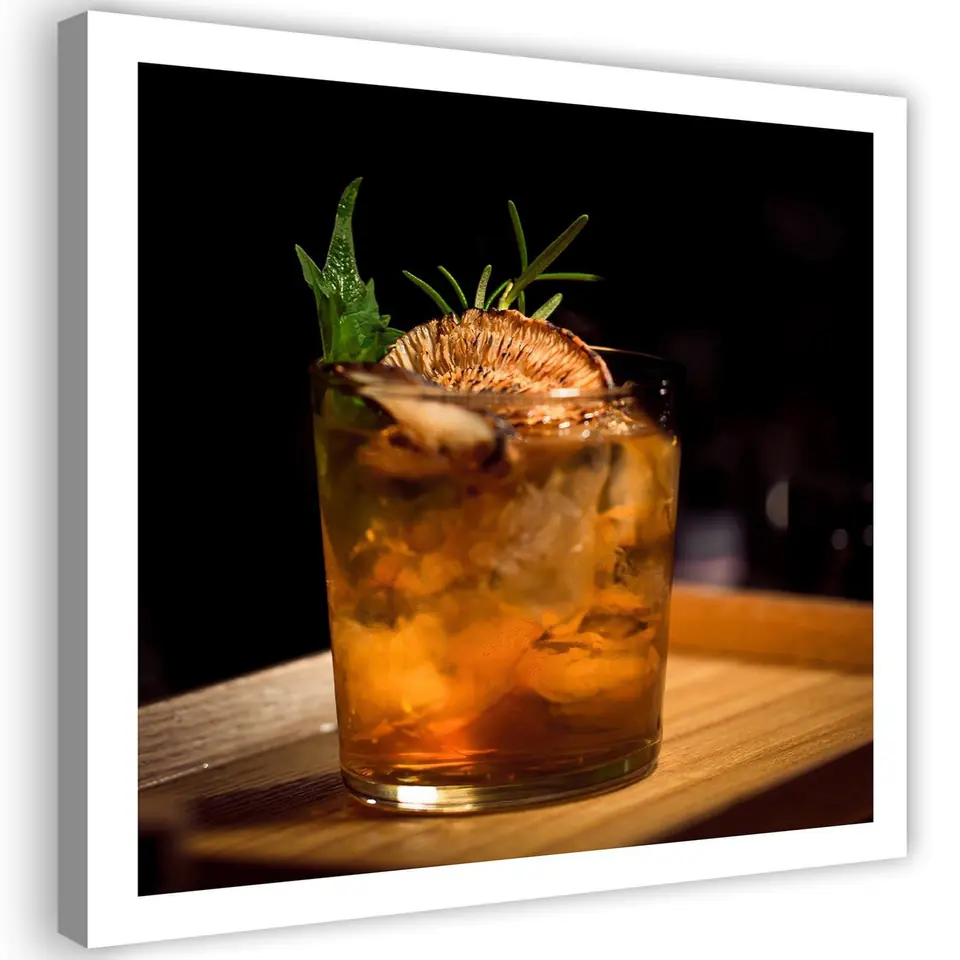 ⁨Painting on canvas, Glass with a drink (Size 30x30)⁩ at Wasserman.eu