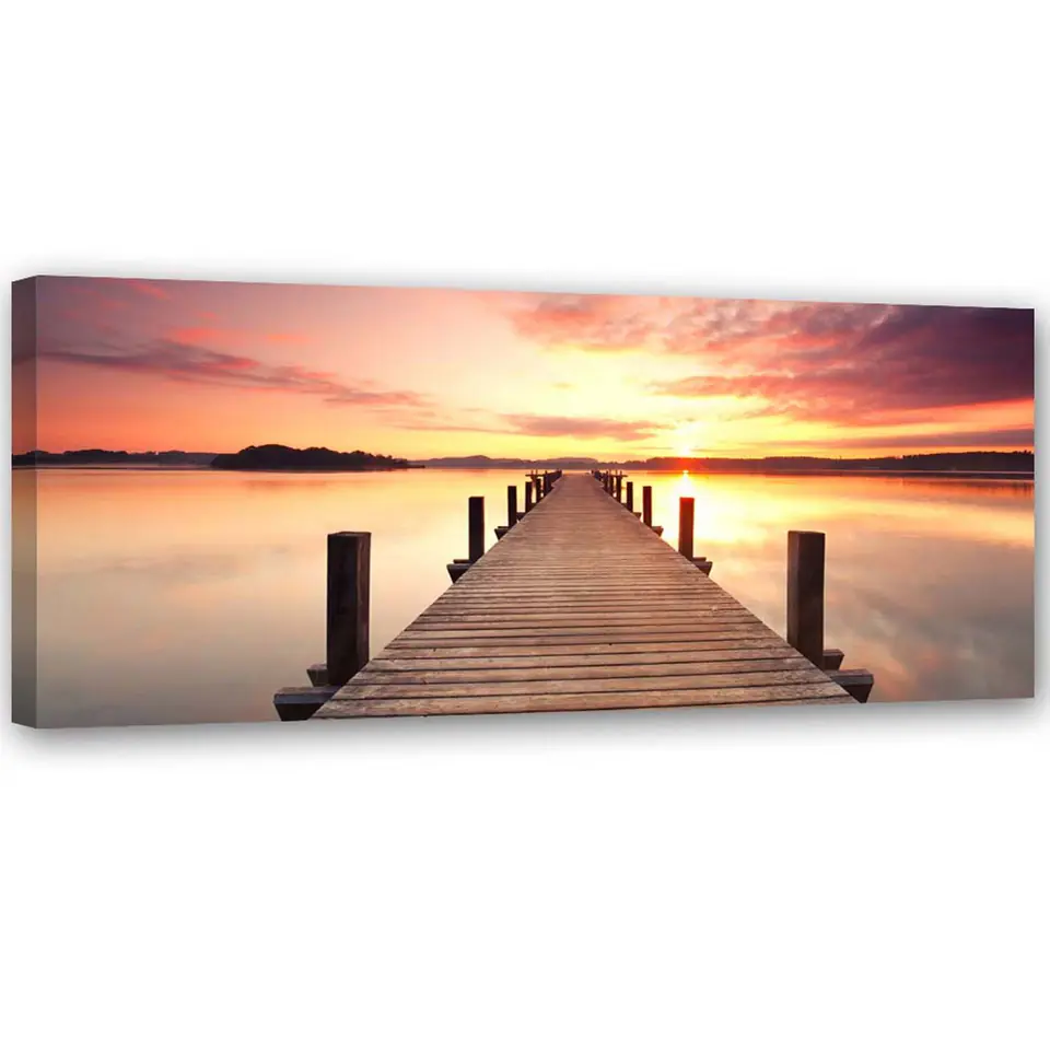 ⁨Painting on canvas, Sunset over the pier (Size 90x30)⁩ at Wasserman.eu