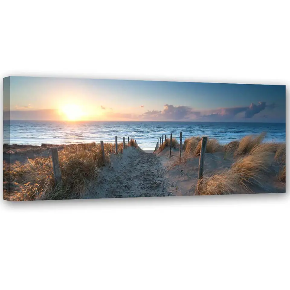 ⁨Painting on canvas, Sunset on the beach by the sea (Size 120x40)⁩ at Wasserman.eu