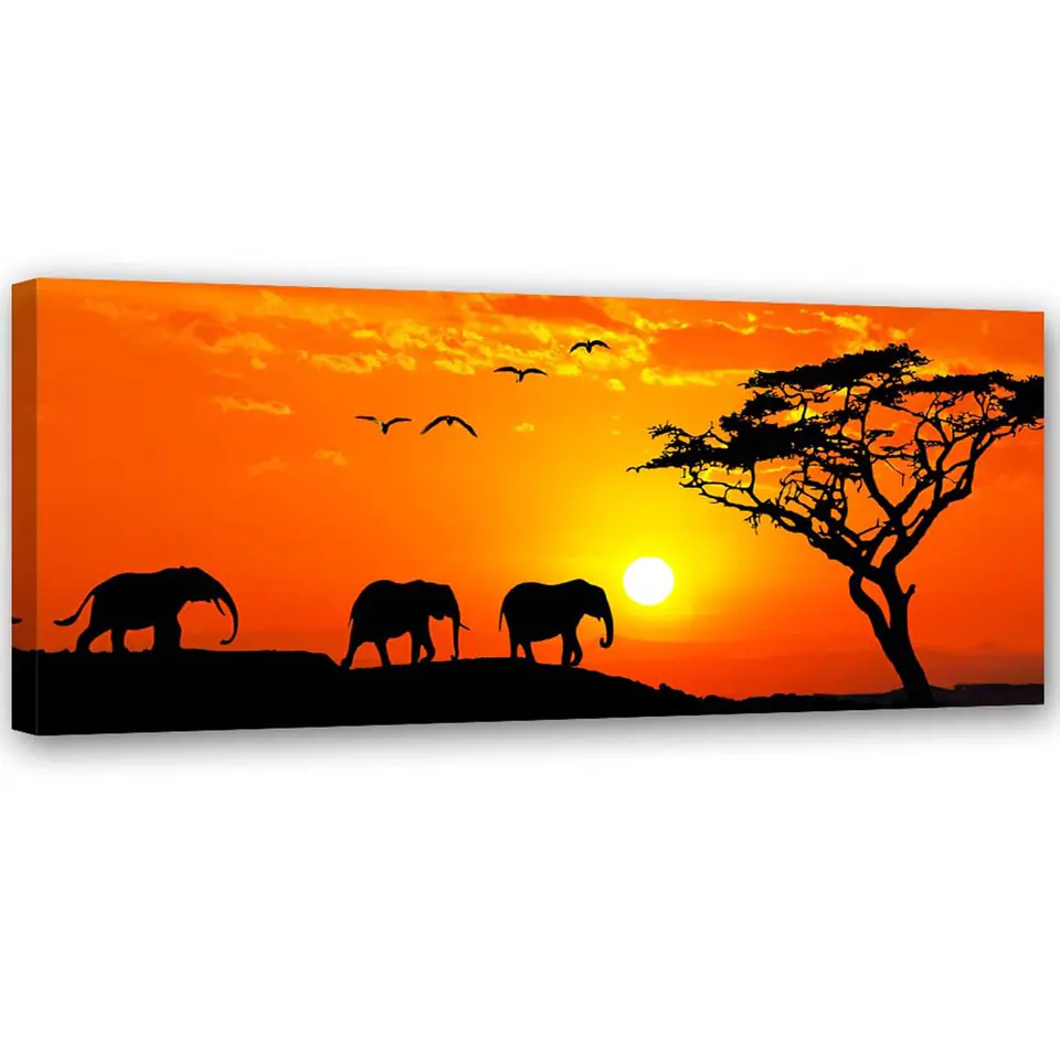 ⁨Painting on canvas, Panorama of the savannah in Africa (Size 90x30)⁩ at Wasserman.eu