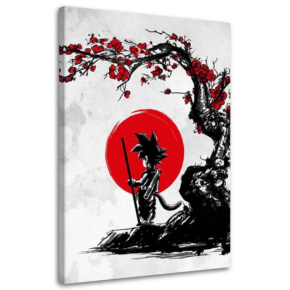 ⁨Obraz na płótnie, Goku i czerwony księżyc Anime (Rozmiar 40x60)⁩ w sklepie Wasserman.eu