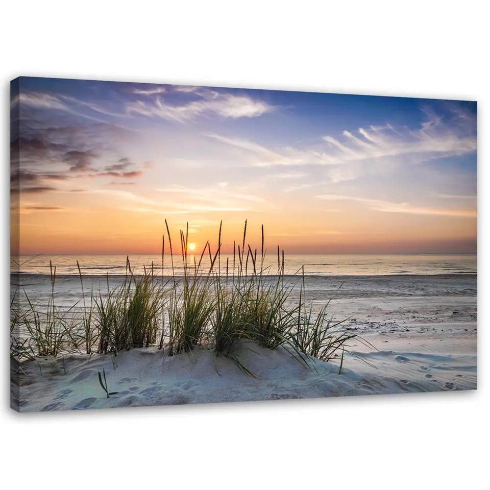 ⁨Obraz na płótnie, Zachodzące słońce na plaży (Rozmiar 60x40)⁩ w sklepie Wasserman.eu