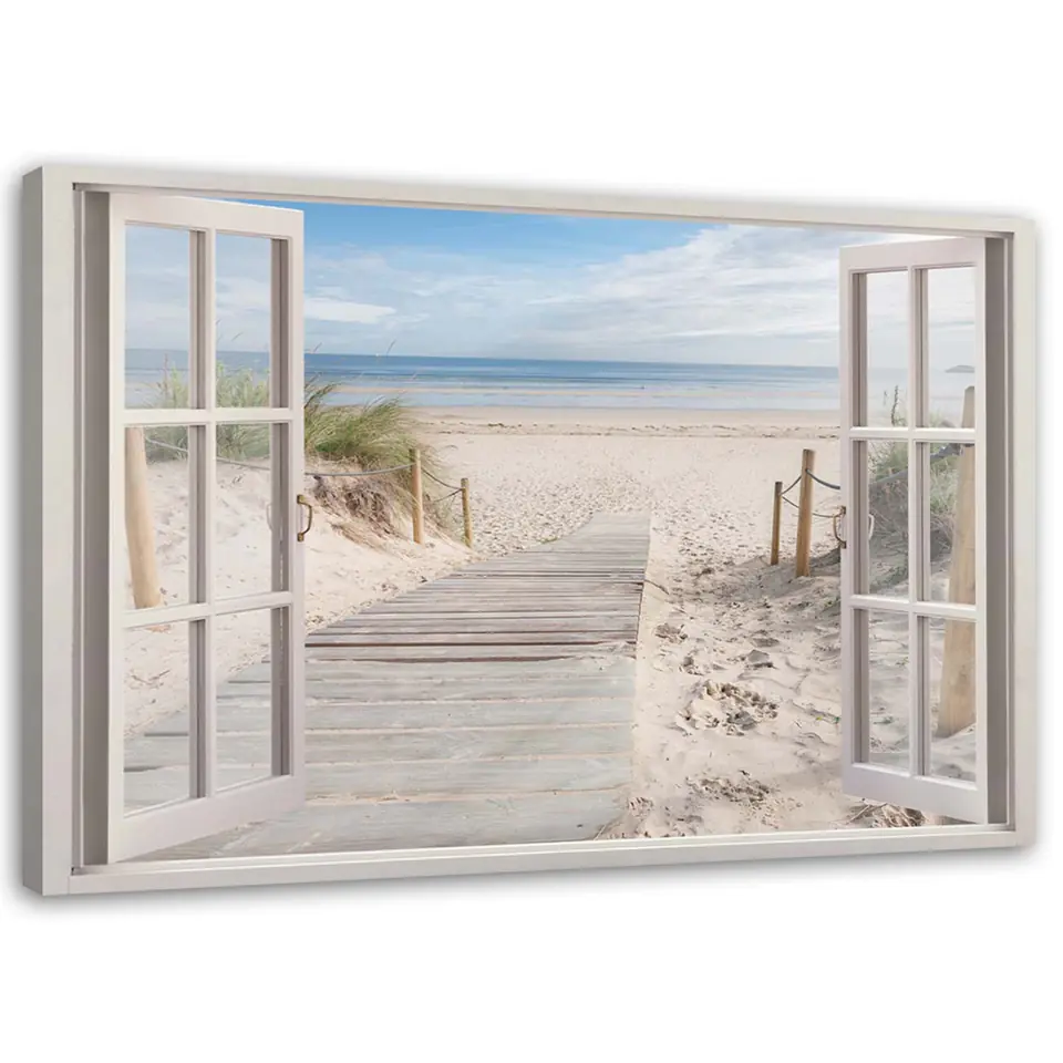 ⁨Canvas painting, Window path to the beach (Size 90x60)⁩ at Wasserman.eu