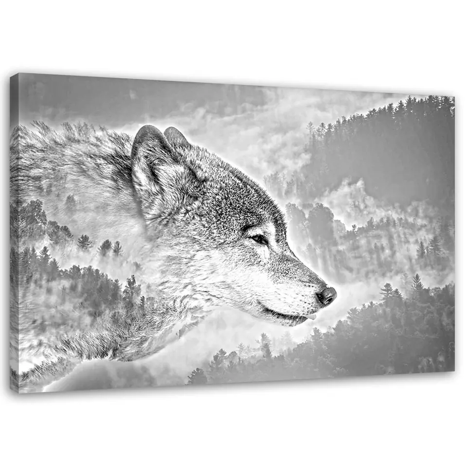 ⁨Painting on canvas, Wolf on a snowy background (Size 100x70)⁩ at Wasserman.eu