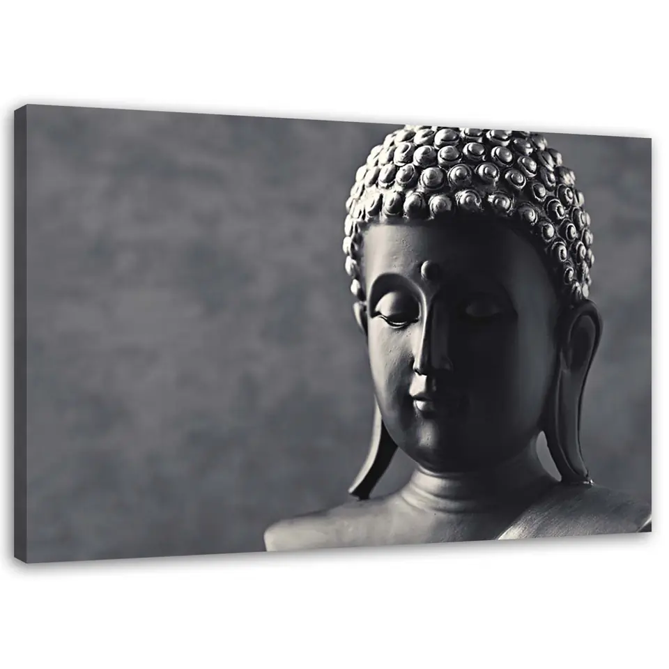 ⁨Obraz na płótnie, Budda na szarym tle (Rozmiar 60x40)⁩ w sklepie Wasserman.eu