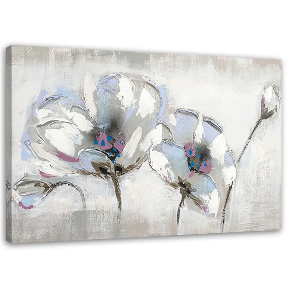 ⁨Painting on canvas, Painted flowers in white (Size 60x40)⁩ at Wasserman.eu