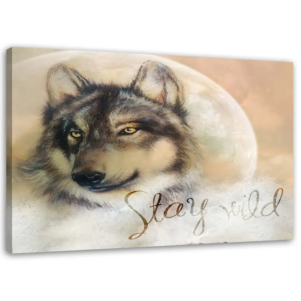 ⁨Obraz na płótnie, Wilk Zwierzeta Stay Wild (Rozmiar 90x60)⁩ w sklepie Wasserman.eu